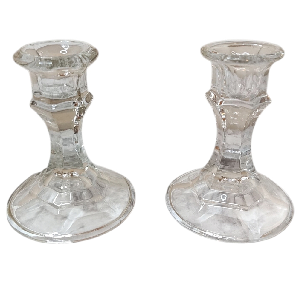 Clear Glass Candlestick Holder
